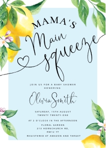 Blue lemon invitation set design preview