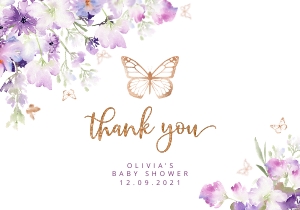 Butterfly thank you card: Purple butterfly set