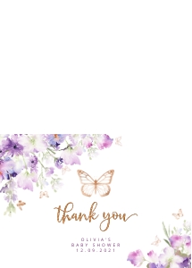 Butterfly folded thank you card: Purple butterfly set