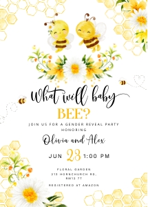 Bee gender reveal invite design preview
