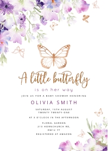 Purple butterfly invite: Purple butterfly set