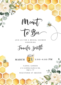 Bee bridal shower invite design preview