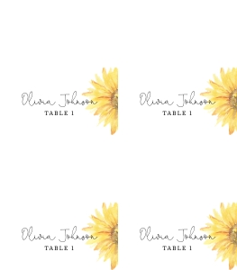 Sunflower place cards design preview
