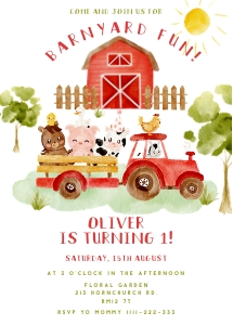 Farm birthday invite design preview