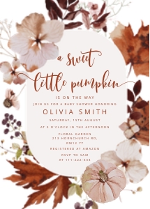 Boho fall baby shower invite design preview