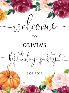 Fall birthday welcome sign design preview