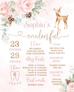 Woodland Winter Deer Onederful 1st Birthday Bundle design preview