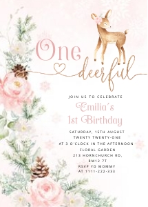 Onedeerful birthday invite design preview
