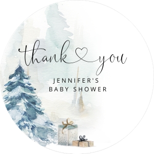 Winter round sticker design preview