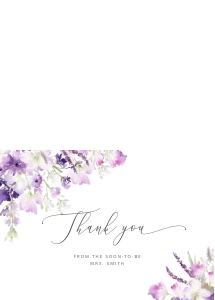 Lilac thank you card design preview