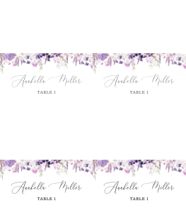 Folded lavender place cards: Lilac place cards