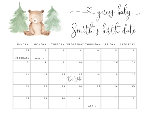 Bear guess due date calendar design preview