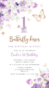 Butterfly birthday e-vite design preview