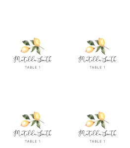Lemon place cards design preview