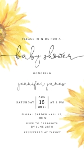 Sunflower baby evite design preview