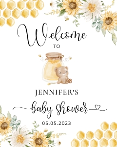 Honey bear welcome sign design preview