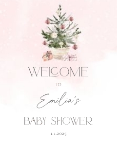 Pink winter welcome sign design preview