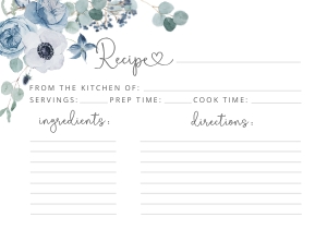 Dusty blue recipe card 5x3.5: Dusty blue bridal shower bundle