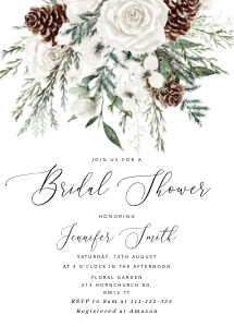 Evergreen bridal shower invite design preview