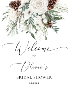 Evergreen bridal welcome sign design preview