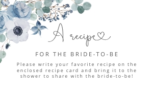 Recipe card insert: Dusty blue bridal shower bundle