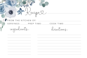 Dusty blue recipe card 6x4: Dusty blue bridal shower bundle