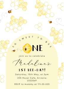 First bee day invite design preview