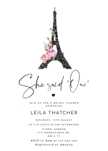 She said oui invitation: Paris bridal invitation