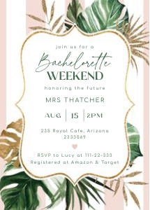 Bachelorette party invite design preview
