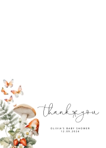 Mushroom folded thank you card: Mushroom baby shower bundle