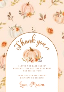 Pumpkin thank you card design preview