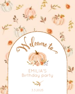 Pumpkin welcome sign 16x20: Pumpkin birthday welcome sign