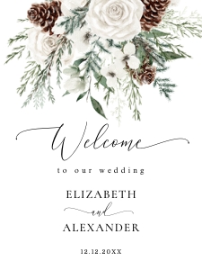 Winter wedding welcome sign design preview