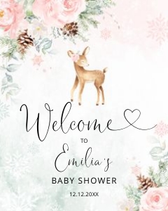Deer baby shower welcome sign design preview