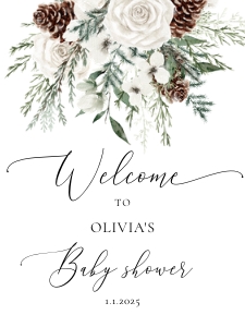 Evergreen baby shower welcome sign design preview