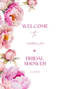 Petals and prosecco welcome sign design preview
