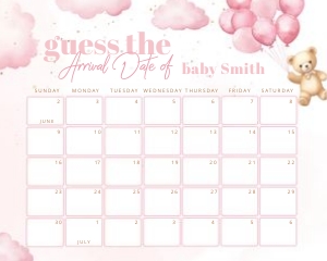 Pink balloons due date design preview