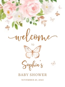 Butterfly welcome sign design preview
