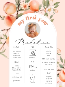 One sweet peach Birthday milestone design preview