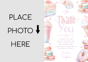 Sweets photo thank you card design preview
