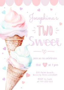 Two sweet ice cream invite design preview