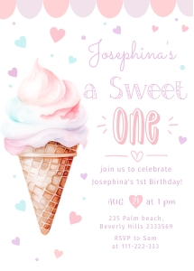 Sweet one ice cream birthday design preview