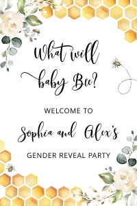 Bee gender reveal welcome sign design preview