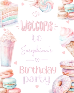 Sweets birthday welcome sign design preview