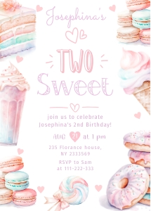 Two sweet birthday invite design preview