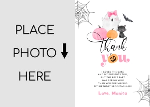 Spooky One photo thank you design preview