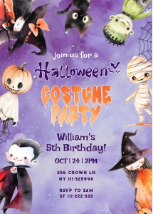 Hallowee costume party invite design preview