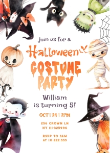 Halloween costume party invite design preview