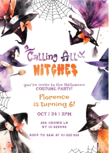 Witch party invite design preview
