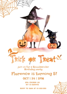 Trick or treat birthday invite design preview
